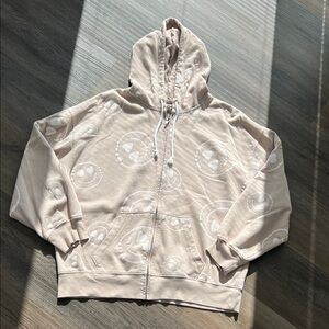 SO Light Beige Smiley Zip-Up Hoodie